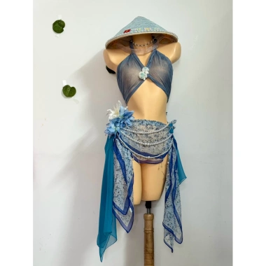 Bikini Nàng Thơ Biển - Khăn quấn, tặng dây chuyền vỏ sò, chip + 2 kẹp hoa, 490k 3