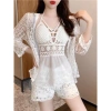 Bikini ren HH45 set 3 món đi biển - áo bra vải boy, choàng hạt, quần 2 lớp dày - giảm 95k 6