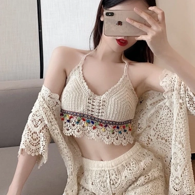 Bikini Ren Thổ Cẩm Đan Móc - Sét Đồ Đi Biển Bán Rời, Giá 99k Giảm Đặc Biệt 7