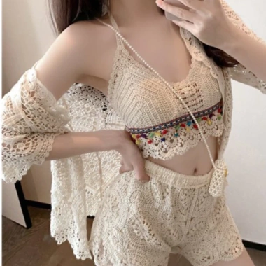 Bikini Ren Thổ Cẩm Đan Móc - Sét Đồ Đi Biển Bán Rời, Giá 99k Giảm Đặc Biệt 9