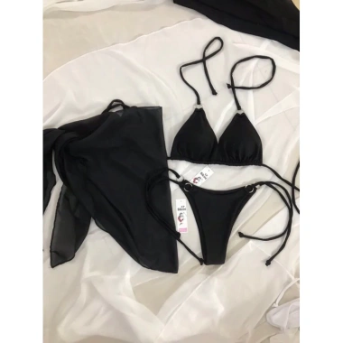 Bikini set 3 món 2 món tam giác basic kèm khăn quấn – Hình thật, giá 79.000, giao nhanh HCM