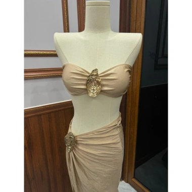 Bikini Set 3 Món Váy Quây Nữ Thần Biển - Vỏ Sò Kim Loại Trọng Nâu, Giá 300.000₫