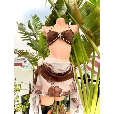 Bikini set đi biển 3 món đính sao biển, ren tơ mền mịn, lanbishop LB50, giảm giá 239k 7