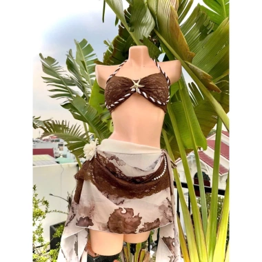 Bikini set đi biển 3 món đính sao biển, ren tơ mền mịn, lanbishop LB50, giảm giá 239k 10