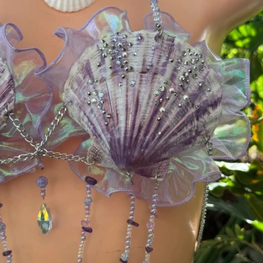 Bikini Set Sò Tím Biển Cả Freesize - Tặng Dây Chuyền Vỏ Sò & 2 Kẹp Hoa