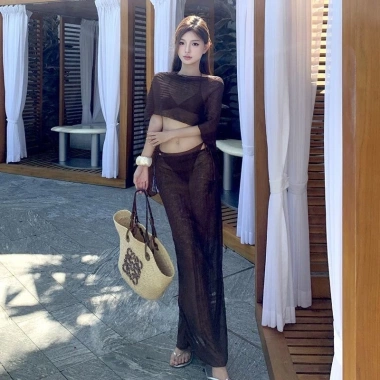 Bikini Sheer 4 Mảnh Nâu Nữ Chống Nắng, Phù Hợp Đi Biển Spa, Giá 479.957 VND