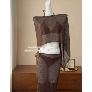 Bikini Sheer 4 Mảnh Nâu Nữ Chống Nắng, Phù Hợp Đi Biển Spa, Giá 479.957 VND