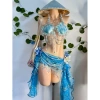 Bikini Sò Xanh Ngọc Biển - Set 2 món, tặng dây chuyền vỏ sò, chip & 2 hoa