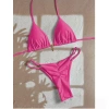 Bikini Tam Giác Nữ Màu Trơn Buộc Dây Hai Mảnh - Túi Chia Đồ Bơi Tiện Lợi 2