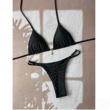 Bikini Tam Giác Nữ Màu Trơn Buộc Dây Hai Mảnh - Túi Chia Đồ Bơi Tiện Lợi 3 Bikini Tam Giác Nữ Màu Trơn Buộc Dây Hai Mảnh - Túi Chia Đồ Bơi Tiện Lợi 3