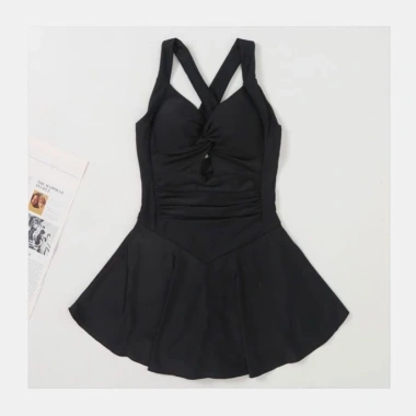Bikini váy liền thân cổ yếm nhún eo, hai dây chéo lưng, gợi cảm Hàn Quốc BKN30 8