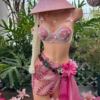 Bikini vỏ sò hồng ngọc trai Nàng Hồng Ngọc - Tặng dây chuyền vỏ sò, chip, 2 kẹp hoa - Giá ưu đãi 599k 8