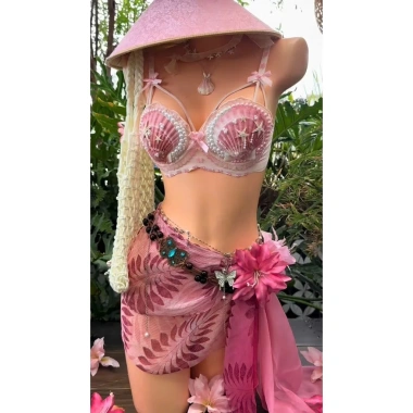 Bikini vỏ sò hồng ngọc trai Nàng Hồng Ngọc - Tặng dây chuyền vỏ sò, chip, 2 kẹp hoa - Giá ưu đãi 599k 10