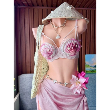 Bikini vỏ sò ngọc trai - Tặng 2 kẹp hoa - Giá ưu đãi 650.000 VNĐ - Ảnh thật Shop tự làm