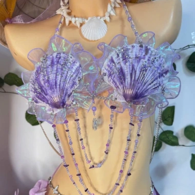 Bikini Vỏ Sò Tím Nàng Tím Mộng Mơ - Nổi Bật, Tặng Dây Chuyền và 2 Kẹp Hoa 10