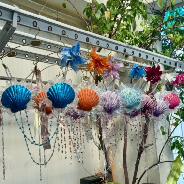 Bikini vỏ sò xanh biển phối voan ombre - tặng dây chuyền, chip, 2 kẹp hoa 4