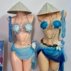 Bikini vỏ sò xanh biển phối voan ombre - tặng dây chuyền, chip, 2 kẹp hoa 6