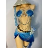 Bikini vỏ sò xanh biển phối voan ombre - tặng dây chuyền, chip, 2 kẹp hoa 7