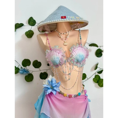 Bikink Vỏ Sò Sóng Hồng Lấp Lánh - Đồ Đi Biển, Tặng Dây Chuyền Sò và 2 Kẹp Hoa 10