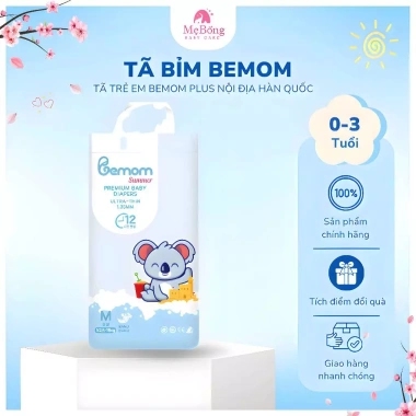 Bỉm Bemom Cho Bé 0-36 Tháng Siêu Thấm, Mỏng Nhẹ, Chống Tràn, Size S-M-L-XL, Giá Ưu Đãi 316.800 VND