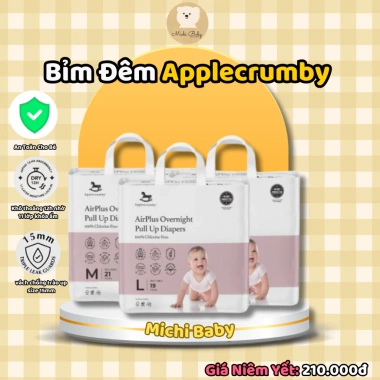 Bỉm Đêm Michibaby Applecrumby AirPlus Overnight MC580 - Siêu Thấm Hút 12h, Đa Cỡ NB‑XXL, Giá Ưu Đãi 260k 8 Bỉm Đêm Michibaby Applecrumby AirPlus Overnight MC580 - Siêu Thấm Hút 12h, Đa Cỡ NB‑XXL, Giá Ưu Đãi 260k 8