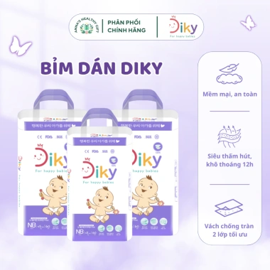 Bỉm DIKY Tã Dán Em Bé Co Giãn Ôm Vừa, Thấm Hút Nhanh - Nhiều Size, Giá 300k
