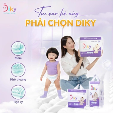 Bỉm DIKY Tã Dán Em Bé Co Giãn Ôm Vừa, Thấm Hút Nhanh - Nhiều Size, Giá 300k