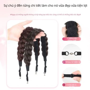 Bím Tóc Giả Nữ Khóa Dán và Từ Tính - Băng Đô Bện Đuôi Cá Thời Trang, Giá 108k