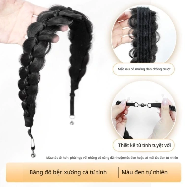 Bím Tóc Giả Nữ Khóa Dán và Từ Tính - Băng Đô Bện Đuôi Cá Thời Trang, Giá 108k