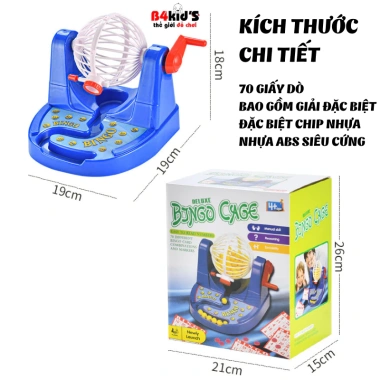 Bingo Lotto B4KIDS Trò chơi lô tô quay số 70 thẻ dò chip nhựa giảm giá 150.000 VND