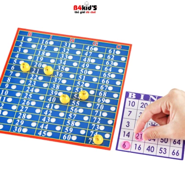 Bingo Lotto B4KIDS Trò chơi lô tô quay số 70 thẻ dò chip nhựa giảm giá 150.000 VND