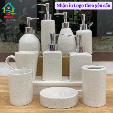 Bình chiết dầu gội sứ Bát Tràng men muối, chai lọ rửa tay, sữa tắm - Phòng tắm 45.000