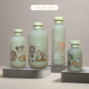 Bình Chiết Mỹ Phẩm, Chai Dầu Gội, Sữa Tắm Khói + Sticker Dễ Thương, Căn Gác, 19.000₫