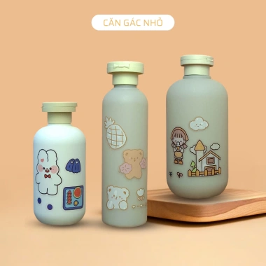 Bình Chiết Mỹ Phẩm, Chai Dầu Gội, Sữa Tắm Khói + Sticker Dễ Thương, Căn Gác, 19.000₫