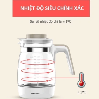 Bình đun nước pha sữa Misuta – ấm giữ nhiệt thông minh, tiện lợi, bảo hành 12 tháng, giá 490.000₫