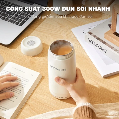Bình đun nước siêu tốc mini du lịch 450ml 300W 4 mức nhiệt giữ ấm và pha sữa