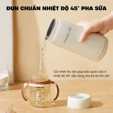 Bình đun nước siêu tốc mini du lịch 450ml 300W 4 mức nhiệt giữ ấm và pha sữa