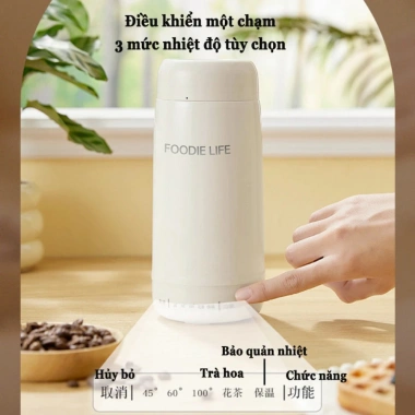 Bình đun nước siêu tốc mini du lịch 450ml 300W 4 mức nhiệt giữ ấm và pha sữa