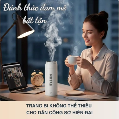 Bình Đun Siêu Tốc Mini BYSON 520ml – Ấm Đun Nước Du Lịch Thông Minh, Tuỳ Chỉnh Nhiệt Độ, Giá Ưu Đãi 408.000₫