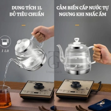 Bình đun siêu tốc thủy tinh LED tự động hút nước, đun sôi, ngắt an toàn, cảm ứng đa năng - BH 1 năm, 590.000 VND