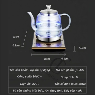Bình đun siêu tốc thủy tinh LED tự động hút nước, đun sôi, ngắt an toàn, cảm ứng đa năng - BH 1 năm, 590.000 VND