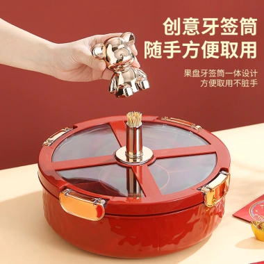 Bình đựng đồ ăn nhẹ màu đỏ, ngăn chia, kín khí, chống ẩm – Tết, đám cưới, tân gia 5
