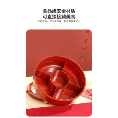 Bình đựng đồ ăn nhẹ màu đỏ, ngăn chia, kín khí, chống ẩm – Tết, đám cưới, tân gia 6