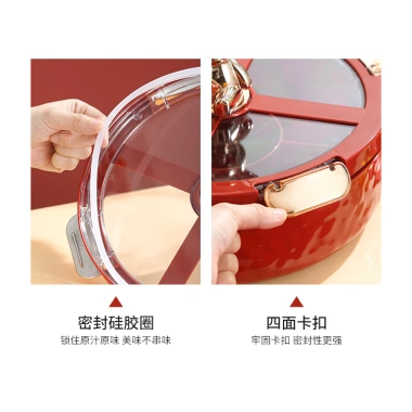 Bình đựng đồ ăn nhẹ màu đỏ, ngăn chia, kín khí, chống ẩm – Tết, đám cưới, tân gia 7