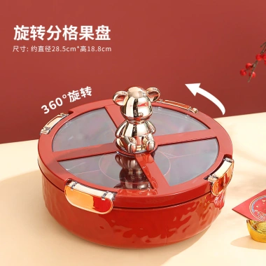 Bình đựng đồ ăn nhẹ màu đỏ, ngăn chia, kín khí, chống ẩm – Tết, đám cưới, tân gia 10