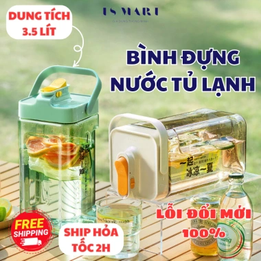 Bình đựng nước 3,5 lít cho tủ lạnh, nắp kín không rò rỉ, quai xách du lịch, chịu nhiệt -20‑100°C, cao cấp – Giá 253.000₫