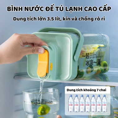 Bình đựng nước 3,5 lít cho tủ lạnh, nắp kín không rò rỉ, quai xách du lịch, chịu nhiệt -20‑100°C, cao cấp – Giá 253.000₫ 2
