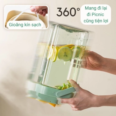 Bình đựng nước 3,5 lít cho tủ lạnh, nắp kín không rò rỉ, quai xách du lịch, chịu nhiệt -20‑100°C, cao cấp – Giá 253.000₫ 3