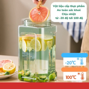 Bình đựng nước 3,5 lít cho tủ lạnh, nắp kín không rò rỉ, quai xách du lịch, chịu nhiệt -20‑100°C, cao cấp – Giá 253.000₫ 7