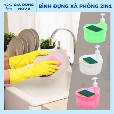 Bình đựng nước rửa chén 2in1 có đầu bơm - Hộp xà phòng đa năng tiện lợi cho bếp